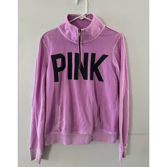 PINK Victoria's Secret Tops - Victoria’s Secret Pink Quarter Zip Sweatshirt Y2K Purple Size Small